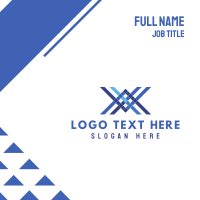 Blue Letter X Lines Business Card Design