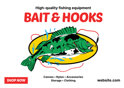 Bait & Hooks Fishing Postcard Image Preview