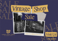 Retro Vintage Shop Sale Postcard Preview