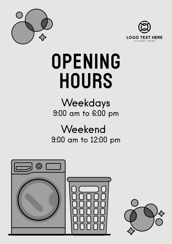 Laundry Shop Hours Flyer Design Image Preview