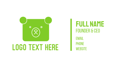 Green Bear Square Business Card Image Preview