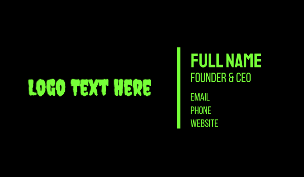 Green Creepy Slime Font Business Card Design Image Preview