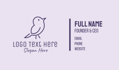 Small Purple Bird  Business Card Image Preview