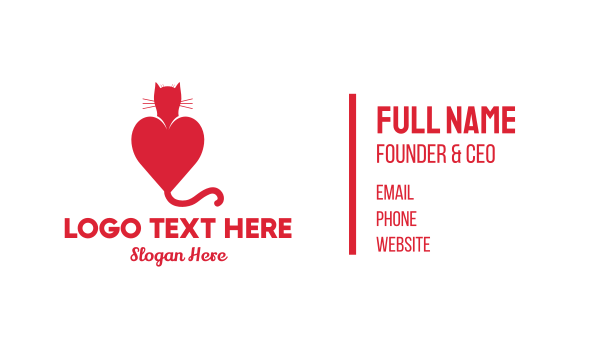 Cat Red Love Heart Business Card Design Image Preview