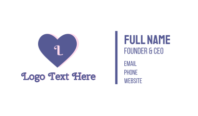 Cute Blue Heart Business Card Image Preview
