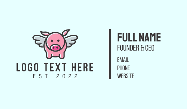 Cute Flying Pig Business Card Design