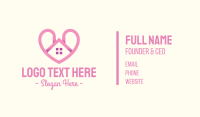 Pink Love Heart Home Business Card Image Preview