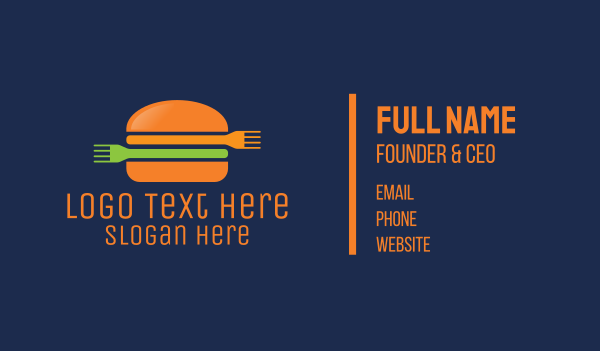 Fork Hamburger Burger  Business Card Design Image Preview
