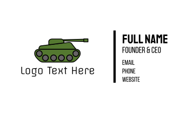 Green War Tank  Business Card