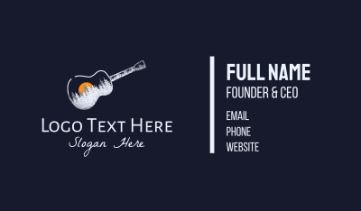 Acoustic Guitar Sunset  Business Card