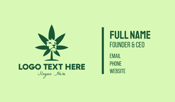 Green Cannabis Lion Business Card Design Image Preview