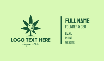 Green Cannabis Lion Business Card