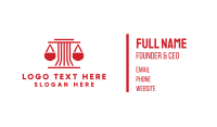 Red Pillar Legal Scales Business Card Image Preview