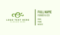 Green Organic Letter E Business Card Design