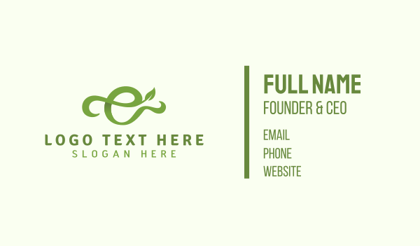 Green Organic Letter E Business Card Design Image Preview