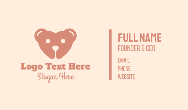Teddy Bear Heart  Business Card Design Image Preview