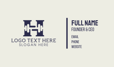 Gym Dumbbell Letter H Business Card Image Preview