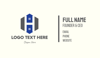 Hexagon Arrow House Letter H Business Card Image Preview