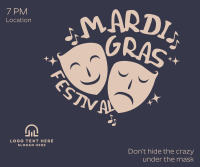 Mardi Gras Two Mask Facebook Post Design