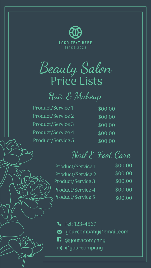 Salon Pricelist Facebook Story Design Image Preview