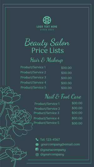 Salon Pricelist Facebook story Image Preview