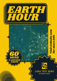 Retro Earth Hour Reminder Poster Image Preview