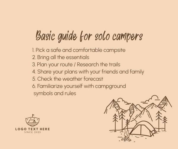 Guide for Solo Campers Facebook Post Design Image Preview