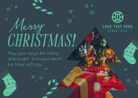Merry and Bright Christmas Postcard Design
