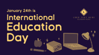 Cute Education Day Facebook Event Cover Design