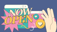 Retro Now Open Facebook Event Cover Image Preview