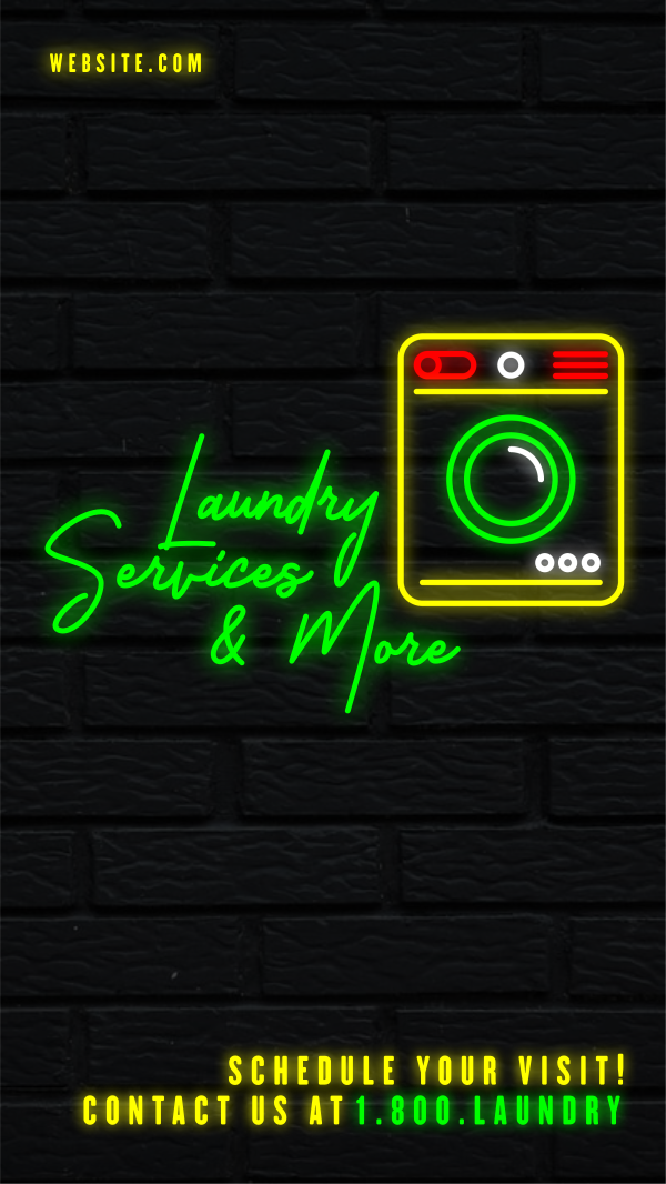 Neon Laundry Shop Facebook Story Design Image Preview