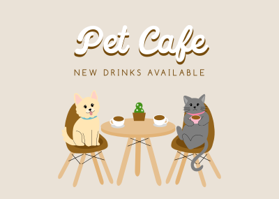 Pet Cafe Free Drink Postcard Image Preview