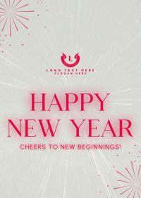 Fireworks New Year Greeting Flyer Image Preview