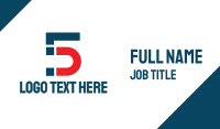Blue Red Number 5 Business Card Image Preview