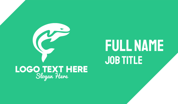 Green White Killer Whale Business Card Design