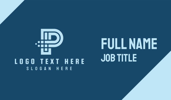 Pixelated Tech Letter P Business Card Design Image Preview