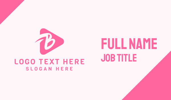 Pink Media Player Letter B Business Card Design Image Preview