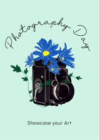 Old Camera and Flowers Flyer Design