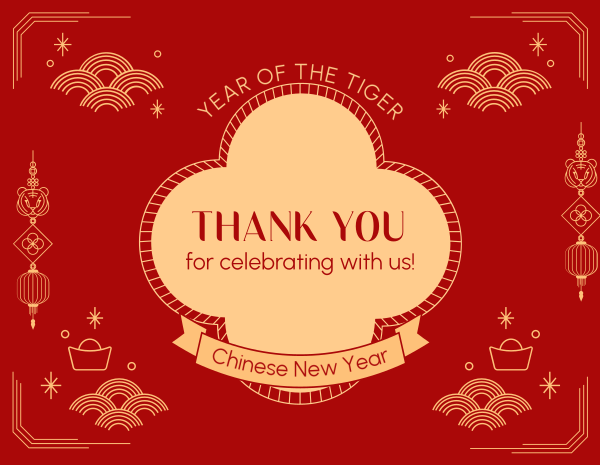 Chinese New Year Party Thank You Card Design