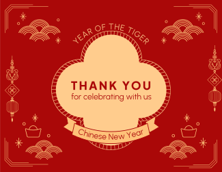 Chinese New Year Party Thank You Card