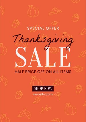 Thanksgiving Line Art Sale Poster Image Preview