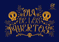 Colorful Calavera Postcard Design