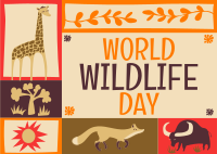 Paper Cutout World Wildlife Day Postcard Design