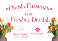 Fresh Flowers Sale Postcard Design