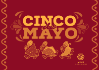 Cinco De Mayo Mascot Celebrates Postcard Image Preview