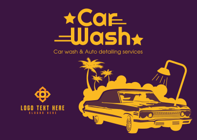 Vintage Carwash Postcard Image Preview