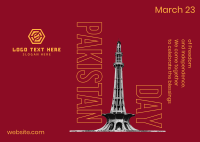Pakistan Day Tower Postcard Design