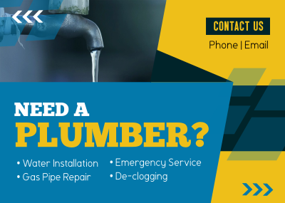 Simple Plumbing Services Postcard Image Preview