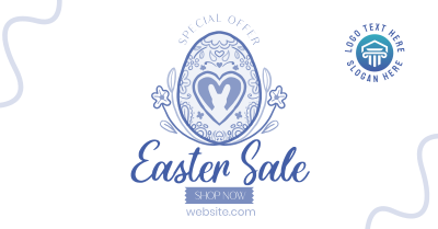 Floral Egg with Easter Bunny and Shapes Sale Facebook ad Image Preview
