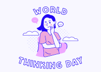 Woman Thinking Day Postcard Design